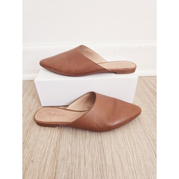 Madewell Remi Brown Mules 7 Slip On Pointed Toe Brown Leather Flats Shoes - Picture 9 of 9